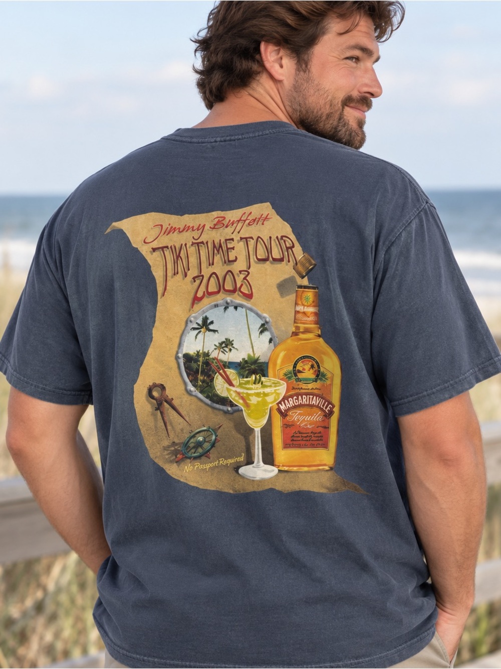 Vintage Jimmy Buffett Tiki Time Tour 2003 T-Shirt Men’s XL Navy